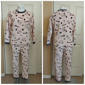 Spotted Dog fleece pajama set sz M